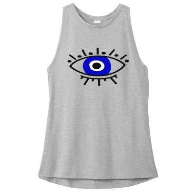 Evil Eye Curse Protection Hand Of Hamsa Seeing Eyes Evil Eye Ladies PosiCharge Tri-Blend Wicking Tank