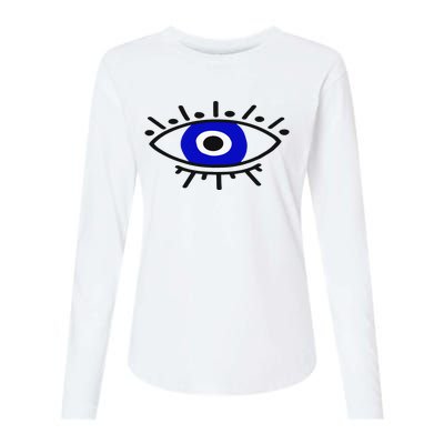 Evil Eye Curse Protection Hand Of Hamsa Seeing Eyes Evil Eye Womens Cotton Relaxed Long Sleeve T-Shirt