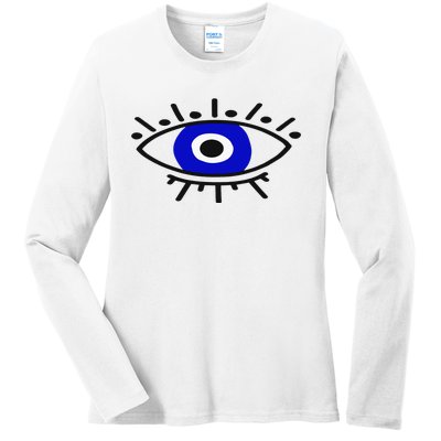 Evil Eye Curse Protection Hand Of Hamsa Seeing Eyes Evil Eye Ladies Long Sleeve Shirt