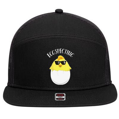 Eggspecting Easter Chick Spring Pregnancy Announcement 7 Panel Mesh Trucker Snapback Hat