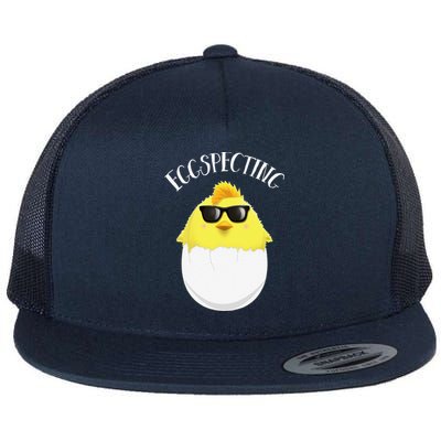 Eggspecting Easter Chick Spring Pregnancy Announcement Flat Bill Trucker Hat