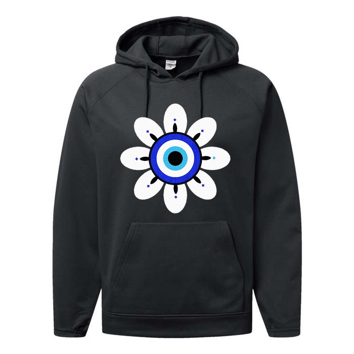 Evil Eye Cute Flower Esoteric Mystical Aesthetic Performance Fleece Hoodie