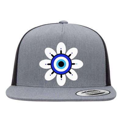 Evil Eye Cute Flower Esoteric Mystical Aesthetic Flat Bill Trucker Hat