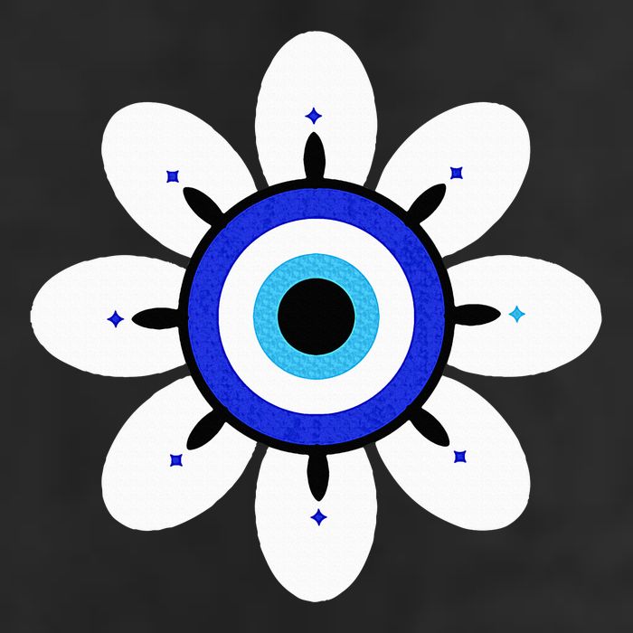 Evil Eye Cute Flower Esoteric Mystical Aesthetic Crop Fleece Hoodie