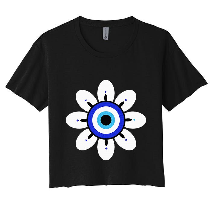 Evil Eye Cute Flower Esoteric Mystical Aesthetic Women's Crop Top Tee