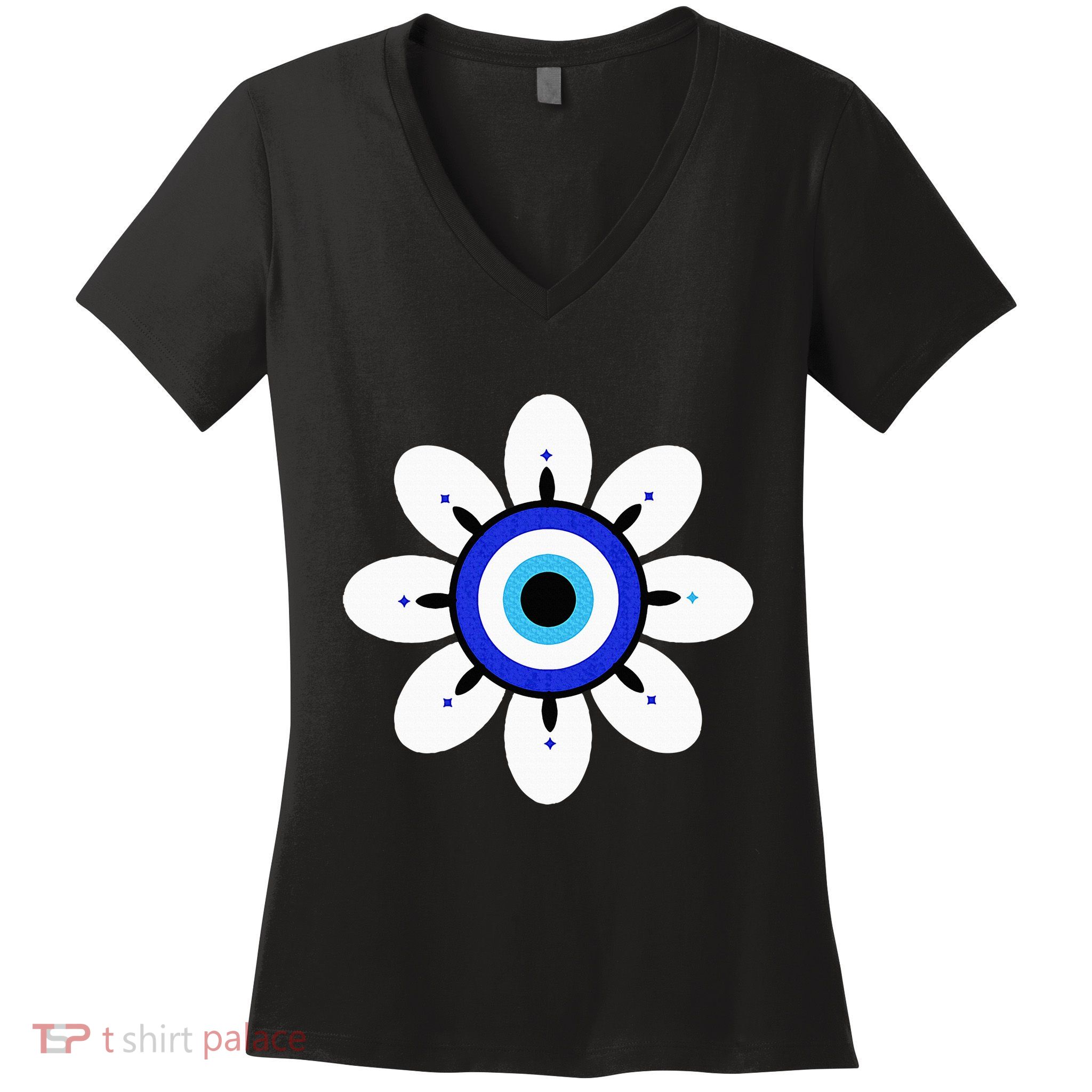 Evil Eye Cute Flower Esoteric Mystical Aesthetic Women's V-Neck T-Shirt