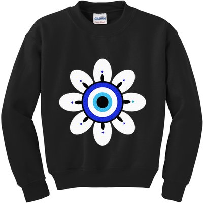 Evil Eye Cute Flower Esoteric Mystical Aesthetic Kids Sweatshirt