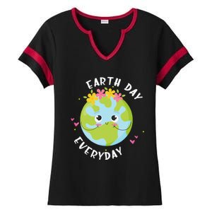 Earthday Everyday Cute Women Teacher Ladies Halftime Notch Neck Tee