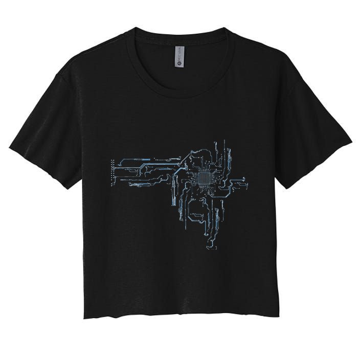 Electrical Engineer Computer Cpu Core Circuit Board Women's Crop Top Tee