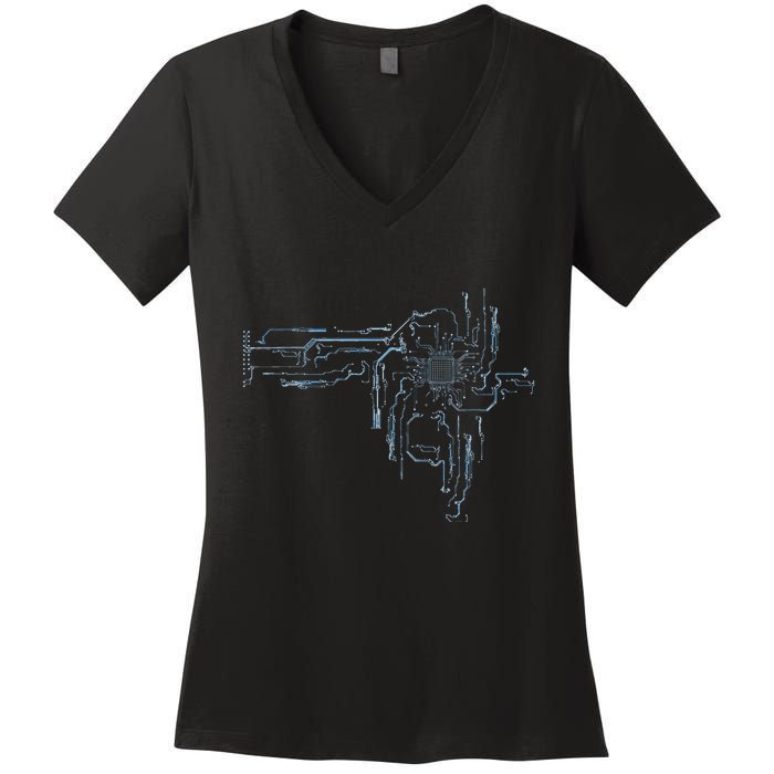 Electrical Engineer Computer Cpu Core Circuit Board Women's V-Neck T-Shirt