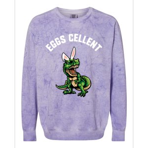 Easter Eggs Cellent Trex Dinosaur Bunny Ears Gift Colorblast Crewneck Sweatshirt