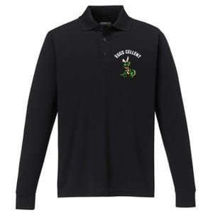 Easter Eggs Cellent Trex Dinosaur Bunny Ears Gift Performance Long Sleeve Polo