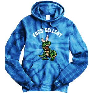 Easter Eggs Cellent Trex Dinosaur Bunny Ears Gift Tie Dye Hoodie