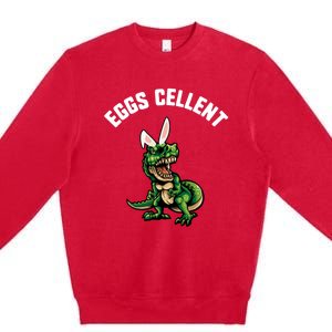 Easter Eggs Cellent Trex Dinosaur Bunny Ears Gift Premium Crewneck Sweatshirt