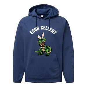 Easter Eggs Cellent Trex Dinosaur Bunny Ears Gift Performance Fleece Hoodie