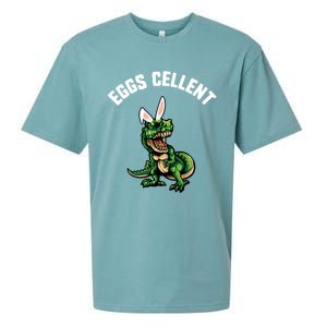 Easter Eggs Cellent Trex Dinosaur Bunny Ears Gift Sueded Cloud Jersey T-Shirt