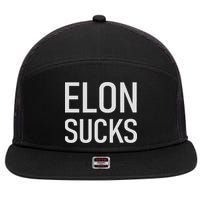 Elon Electric Car Ceo Anti Elon Sucks Black Fun Elon Sucks Motif Lightwe 7 Panel Mesh Trucker Snapback Hat