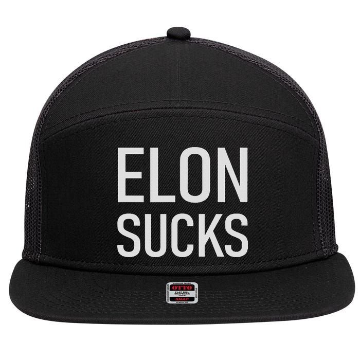 Elon Electric Car Ceo Anti Elon Sucks Black Fun Elon Sucks Motif Lightwe 7 Panel Mesh Trucker Snapback Hat