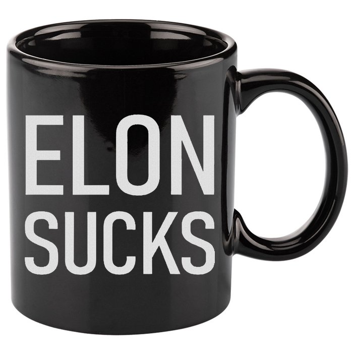 Elon Electric Car Ceo Anti Elon Sucks Black Fun Elon Sucks Motif Lightwe 11oz C Handle Ceramic Mug