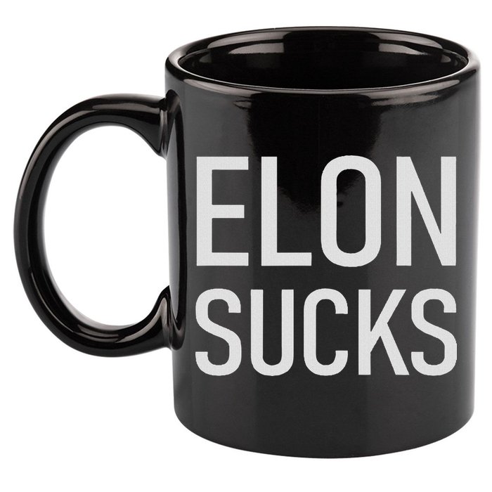 Elon Electric Car Ceo Anti Elon Sucks Black Fun Elon Sucks Motif Lightwe 11oz C Handle Ceramic Mug