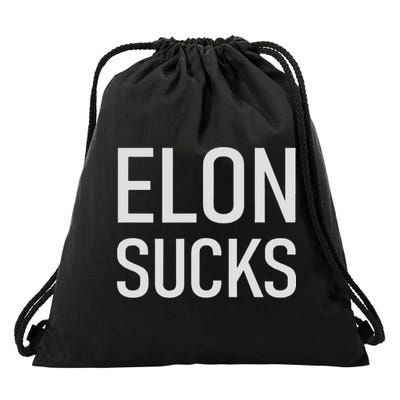 Elon Electric Car Ceo Anti Elon Sucks Black Fun Elon Sucks Motif Lightwe Drawstring Bag