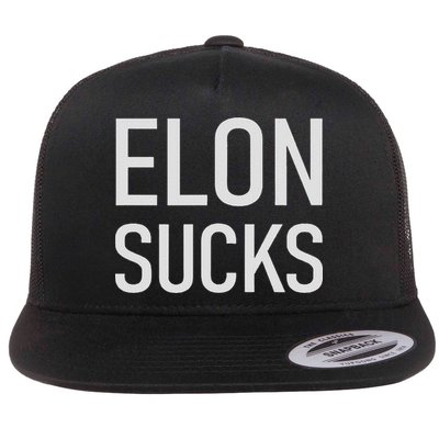 Elon Electric Car Ceo Anti Elon Sucks Black Fun Elon Sucks Motif Lightwe Flat Bill Trucker Hat