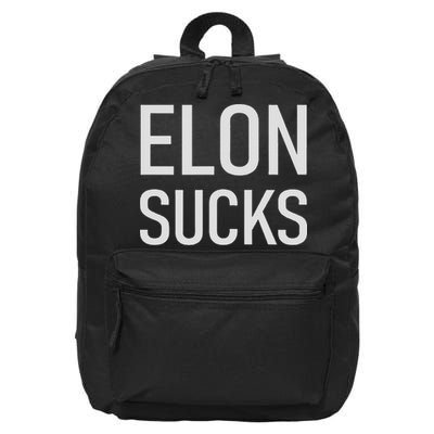 Elon Electric Car Ceo Anti Elon Sucks Black Fun Elon Sucks Motif Lightwe 16 in Basic Backpack