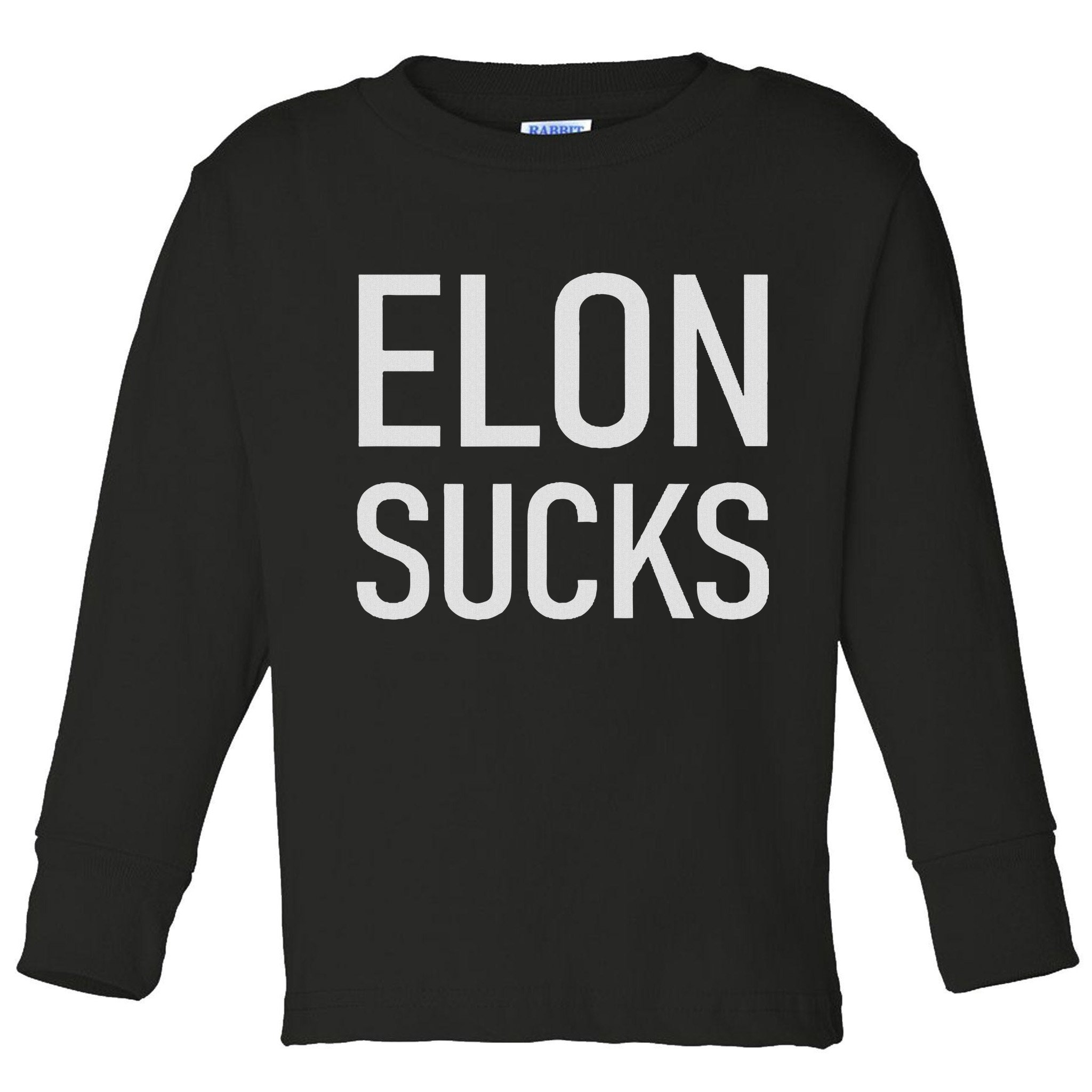 Elon Electric Car Ceo Anti Elon Sucks Black Fun Elon Sucks Motif Lightwe Toddler Long Sleeve Shirt