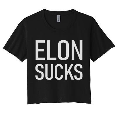 Elon Electric Car Ceo Anti Elon Sucks Black Fun Elon Sucks Motif Lightwe Women's Crop Top Tee