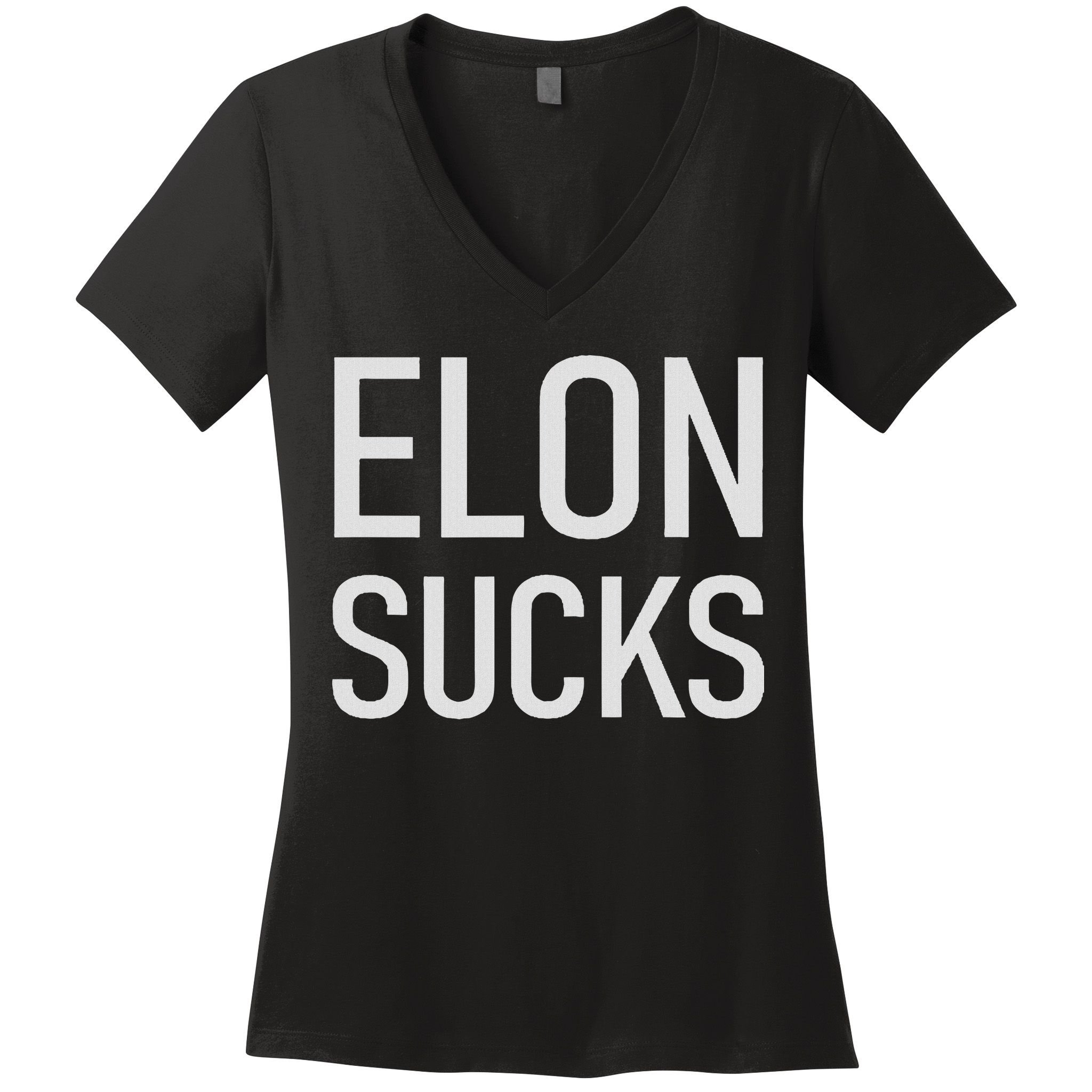 Elon Electric Car Ceo Anti Elon Sucks Black Fun Elon Sucks Motif Lightwe Women's V-Neck T-Shirt