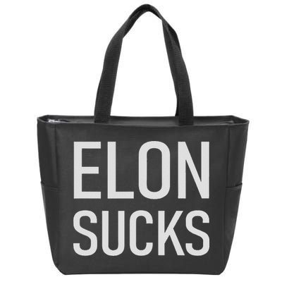 Elon Electric Car Ceo Anti Elon Sucks Black Fun Elon Sucks Motif Lightwe Zip Tote Bag