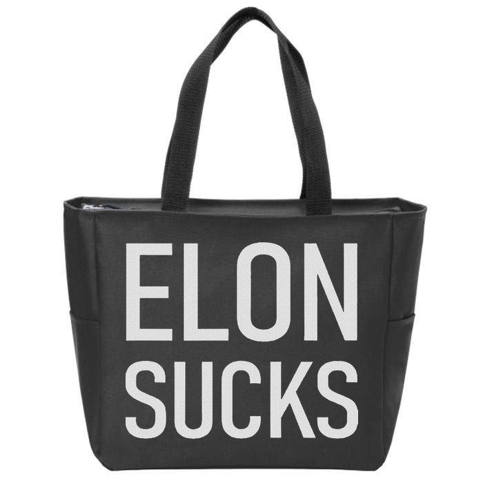 Elon Electric Car Ceo Anti Elon Sucks Black Fun Elon Sucks Motif Lightwe Zip Tote Bag