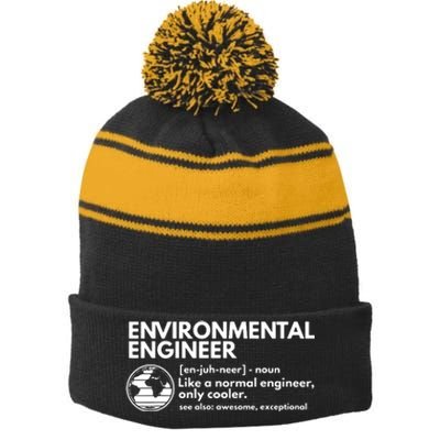 Environmental Engineer Definition Funny Engineering Stripe Pom Pom Beanie