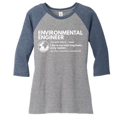 Environmental Engineer Definition Funny Engineering Women's Tri-Blend 3/4-Sleeve Raglan Shirt