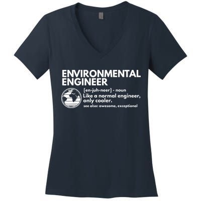Environmental Engineer Definition Funny Engineering Women's V-Neck T-Shirt