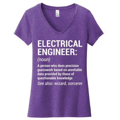 Electrical Engineer Definition Funny Engineering Women's V-Neck T-Shirt