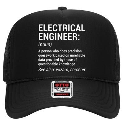 Electrical Engineer Definition Funny Engineering High Crown Mesh Back Trucker Hat