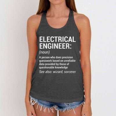 Electrical Engineer Definition Funny Engineering Women's Knotted Racerback Tank