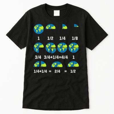 Educational Earth Day Fractions Math Learning Teacher Tall T-Shirt