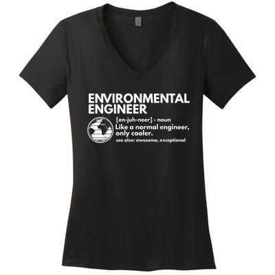 Environmental Engineer Definition Funny Engineering Women's V-Neck T-Shirt