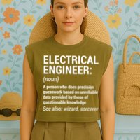 Electrical Engineer Definition Tshirt Funny Engineering Tee Garment-Dyed Women's Muscle Tee