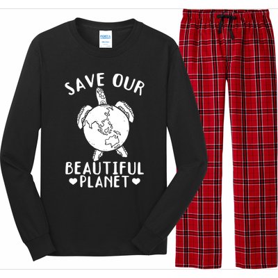 Environt Earth Day Turtles Save Our Beautiful Planet Cool Gift Long Sleeve Pajama Set