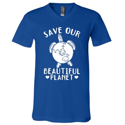 Environt Earth Day Turtles Save Our Beautiful Planet Cool Gift V-Neck T-Shirt