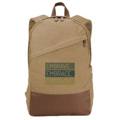 Embrave Embrace Empower Quote Cotton Canvas Backpack
