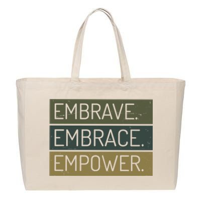 Embrave Embrace Empower Quote Cotton Canvas Jumbo Tote