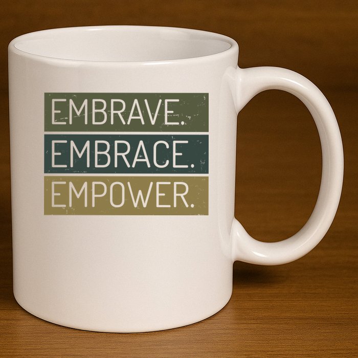 Embrave Embrace Empower Quote 11oz C Handle Ceramic Mug
