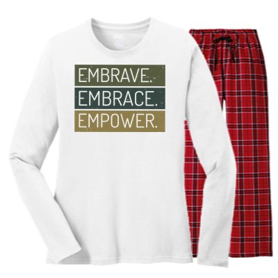 Embrave Embrace Empower Quote Women's Long Sleeve Flannel Pajama Set 