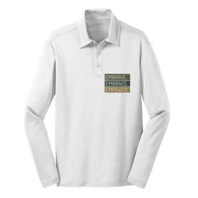 Embrave Embrace Empower Quote Silk Touch Performance Long Sleeve Polo