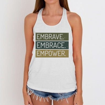 Embrave Embrace Empower Quote Women's Knotted Racerback Tank