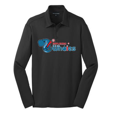 Eugene Emeralds Exploding Whales Silk Touch Performance Long Sleeve Polo